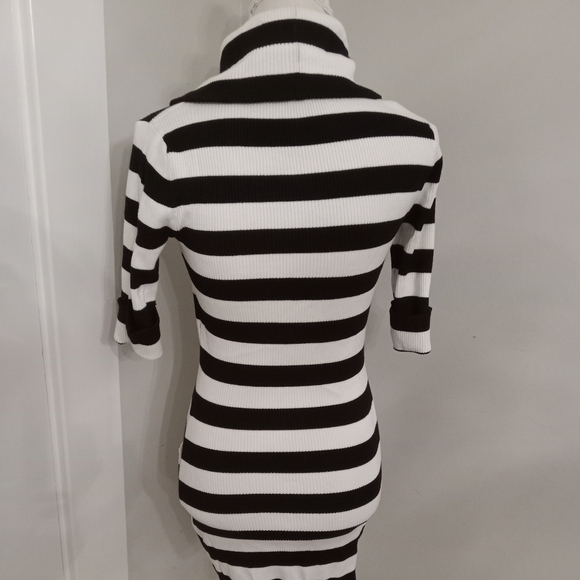 International Concepts Small Turtleneck Black White Stripe Tunic Sweater Dress - Picture 3 of 4